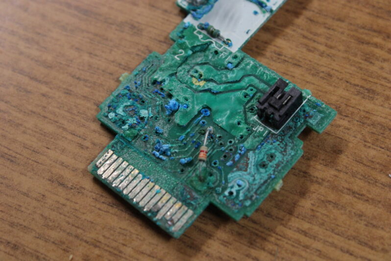 Battery corrosion on entire circuit board