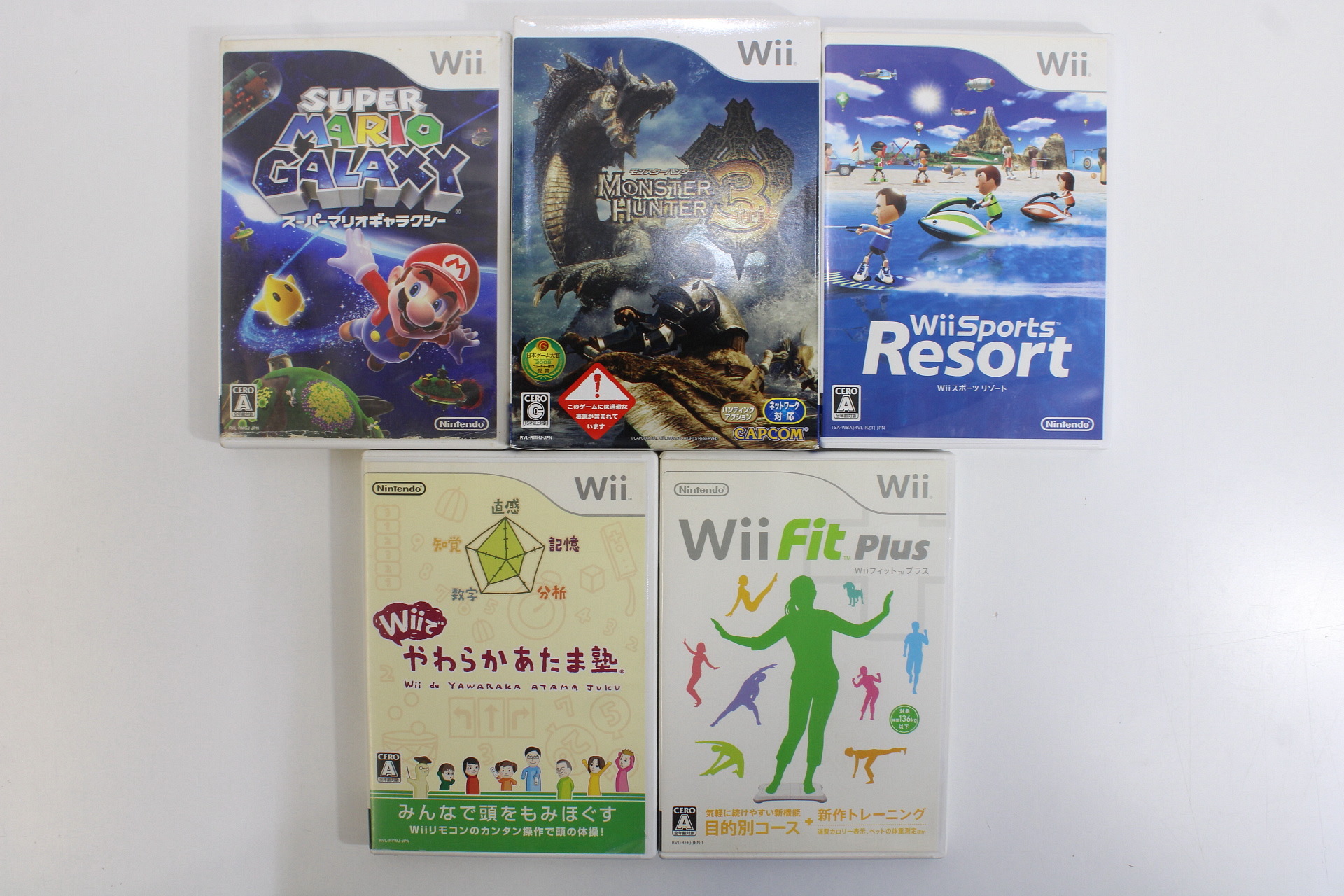 Lot of 5 Nintendo Wii Games Wii Sports Resort Mario Galaxy Monster Hunter 3  Wii (B) – Retro Games Japan