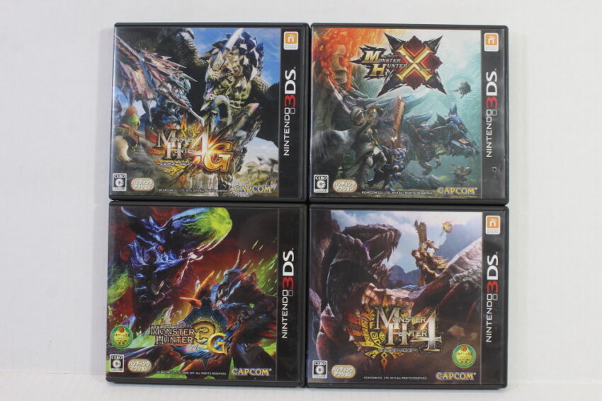 Lot of 4 Monster Hunter Tri 3G, 4, 4G, and X Cross (B) Nintendo 3DS
