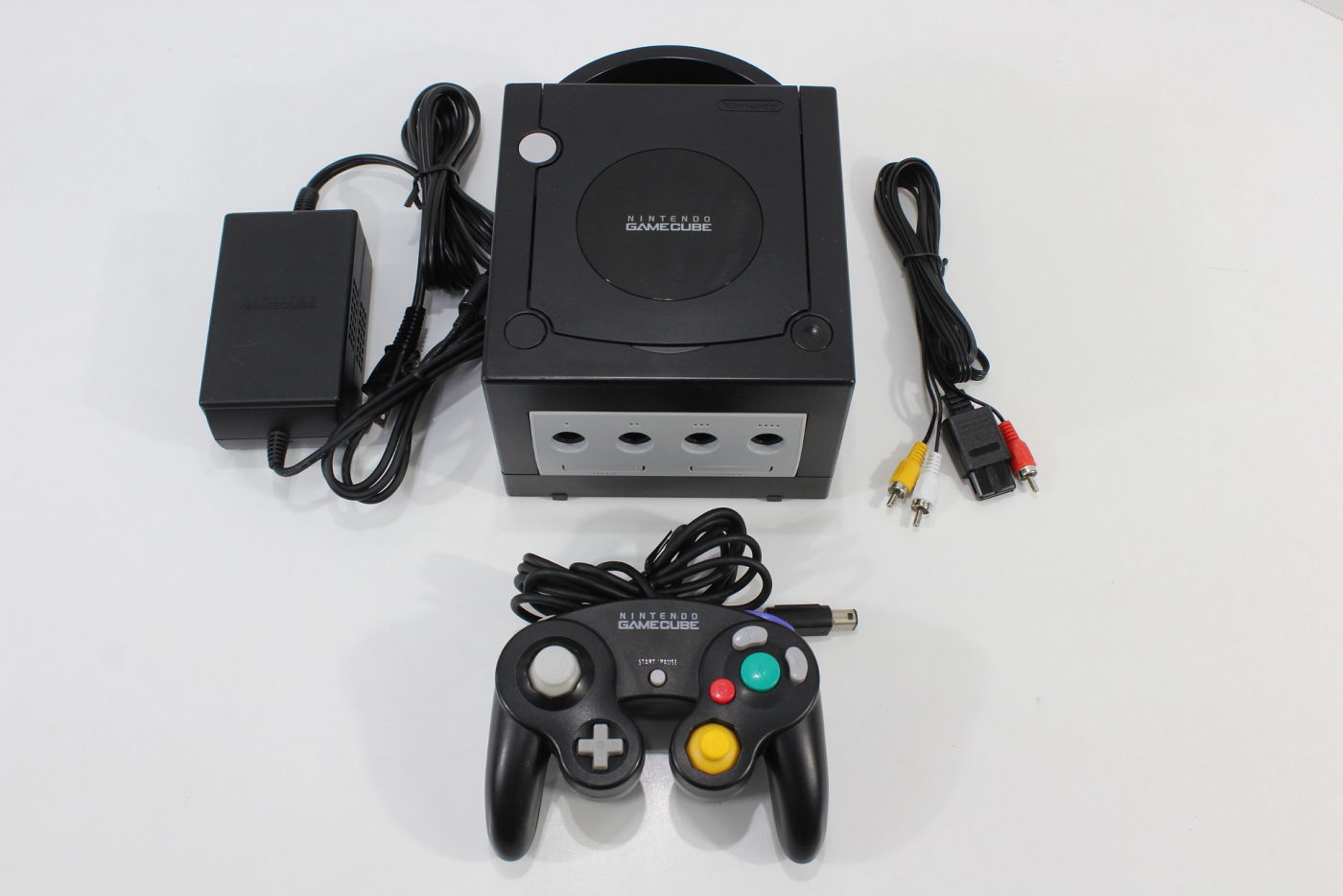 Nintendo GameCube Console & Controller AC Adapter AV Cable Jet Black GC  Play US Region Games (B)