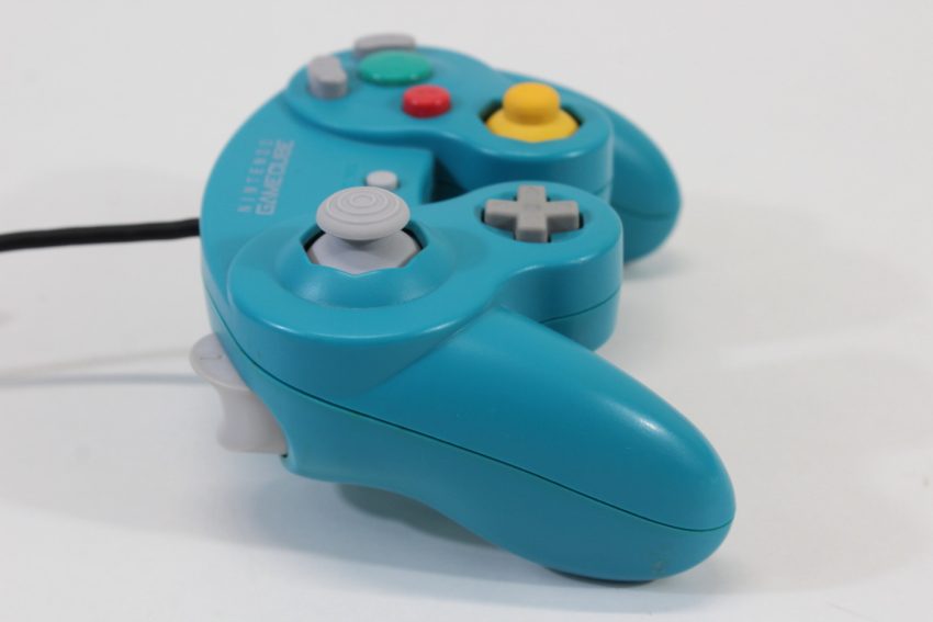 Official Nintendo Gamecube Controller Emerald Blue Teal T3 OEM Cosmetic Wears Cord Damaged GC (C)