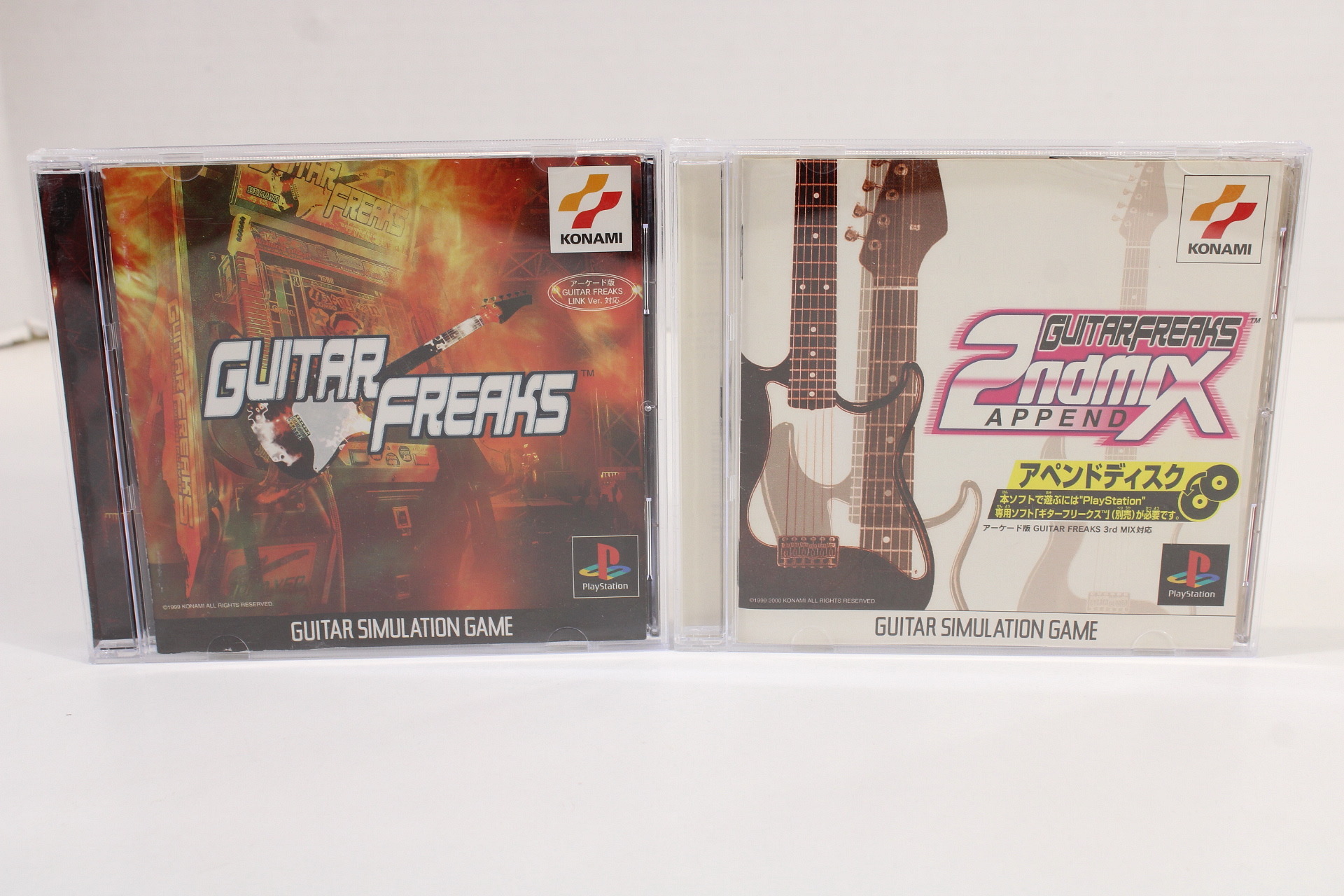 Konami Guitar Freaks RU018 Controller W/ Strap & Guitar Freaks / 2nd Mix Append (B) Playstation PS1 PS2