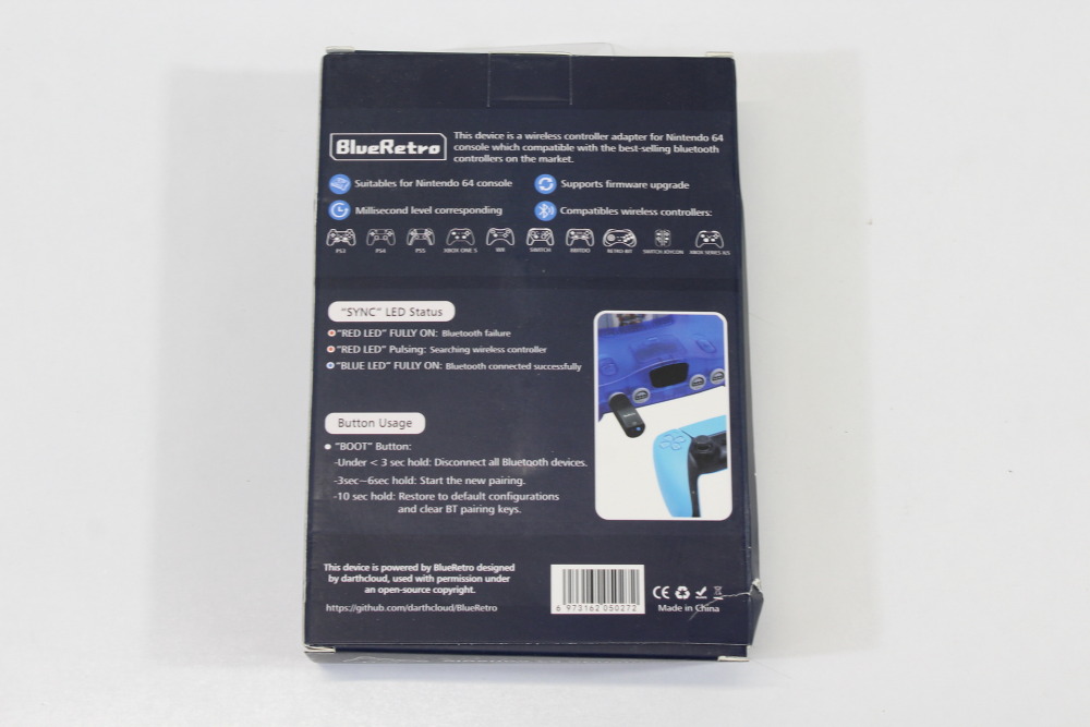 BlueRetro Wireless Controller Adapter for Nintendo 64 N64 Black (New)
