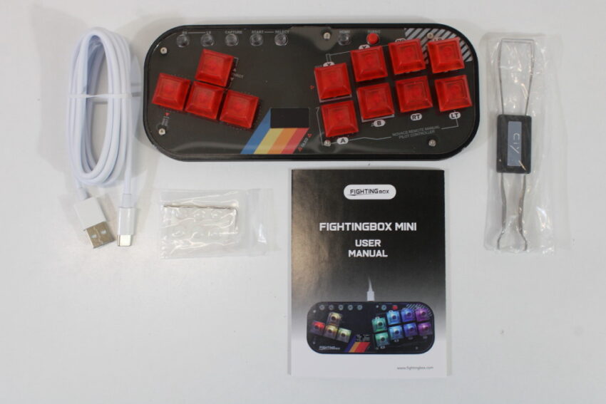 Flatbox Arcade Fight Stick Mini RP2040 Arcade Controller RGB USB Red Buttons (New) PC PS4 Switch
