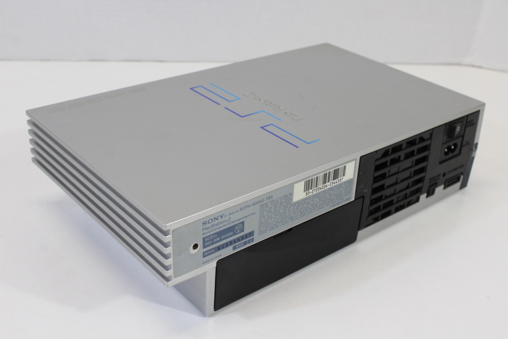 Sony PlayStation 2 SCPH-50000 TSS Console Satin Silver & AC AV Cable PS2  (B) Sony PlayStation 2 PS2