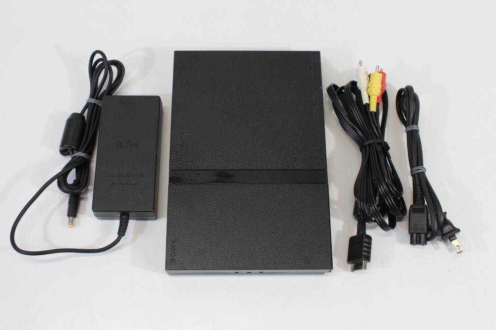 PS2 SCPH-75000 Slim Black Console & AV Cable AC Adapter (B) SONY  PlayStation 2 PS2