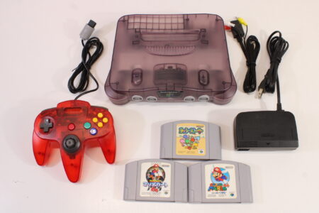 Nintendo 64 Clear Atomic Purple Transparent Console Super Mario 64 Mario Kart Yoshi's Story White LED Mod NTSC REGION FREE (A) N64