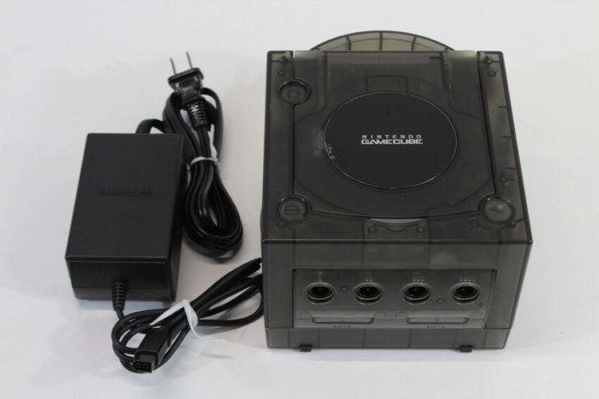 Nintendo GameCube Console & AC Adapter Clear Transparent Black DOL-001 GC Play US Region Games Slow RGB LED (A)