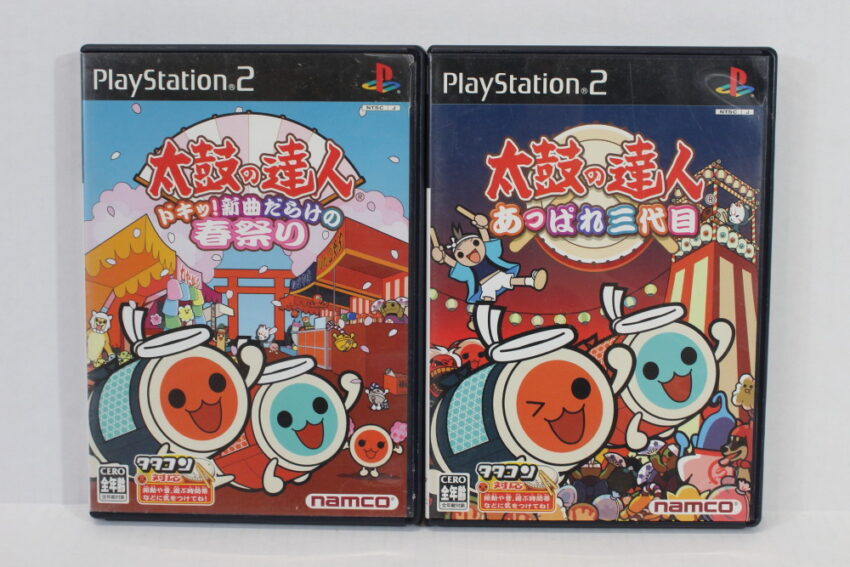 Lot of 2 Taiko no Tatsujin Doki Harumatsuri Appare Sandaime CIB (B) SONY PlayStation 2 PS2