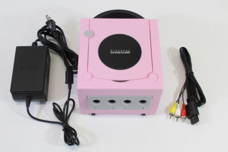 Nintendo GameCube Console Pastel Pink DOL-001 & AC Adapter AV Cable GC Play US Region Games White LED (A)