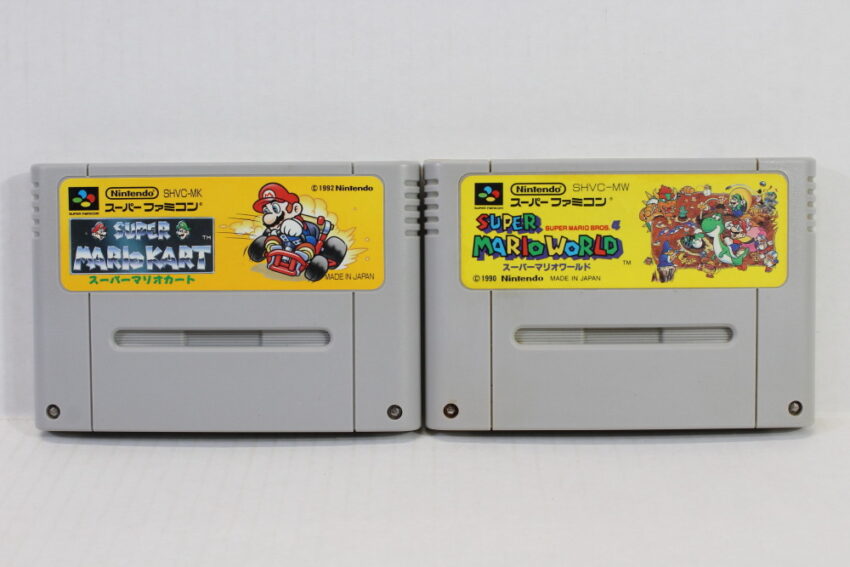 Lot of 2 Super Mario World & Kart (C) Nintendo Super Famicom SFC