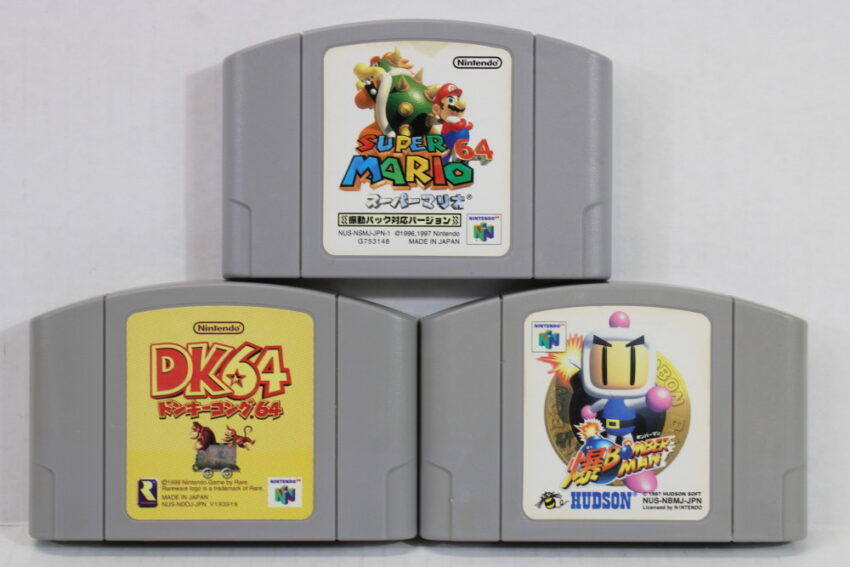 Lot of 3 Super Mario 64 Rumble Ver. Donkey Kong Baku Bomberman (B) Nintendo 64 N64