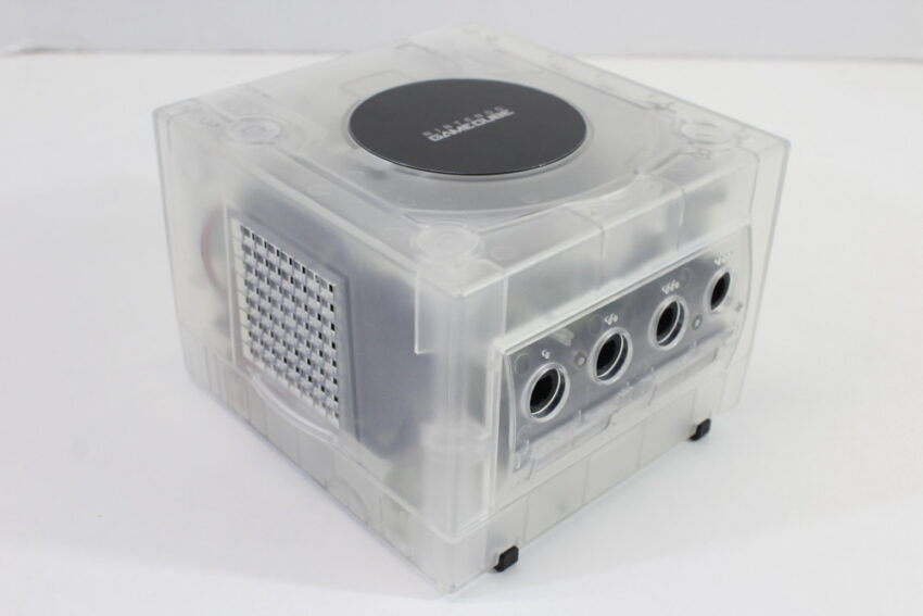 Nintendo GameCube Clear White Console DOL-001 W/ US/JPN Region Switch & Black Controller AV Cable AC Adapter 128MB Memory Card GC Play US & Japan Region Games White LED (A)