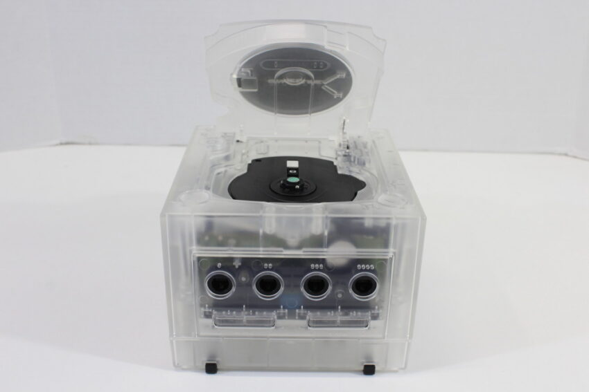 Nintendo GameCube Clear White Console DOL-001 W/ US/JPN Region Switch & Black Controller AV Cable AC Adapter 128MB Memory Card GC Play US & Japan Region Games White LED (A)