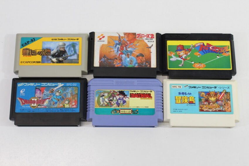 Lot of 6 Nintendo Famicom Game Dragon Ball Shenron no Nazo Famista Takahashi Meijin Goonies 2 Dragon Quest II Senjou no Okami (B~C) Nintendo Famicom FC