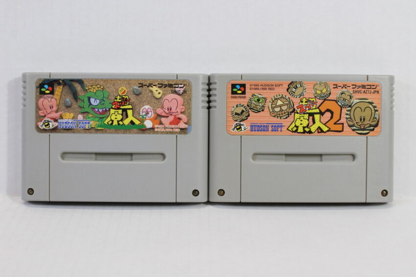 Lot of 2 Super Genjin 1 & 2 / Bonk's Adventure (B) Nintendo Super Famicom SFC