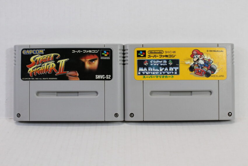 Lot of 2 Super Mario Kart & Street Fighter II 2 (B) Nintendo Super Famicom SFC