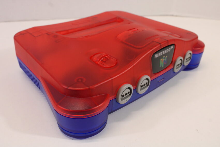 Nintendo 64 Clear Red x Blue Transparent Console Super Smash Bros. Mario Kart Starfox Controller ACAV White LED Mod NTSC REGION FREE (A) N64