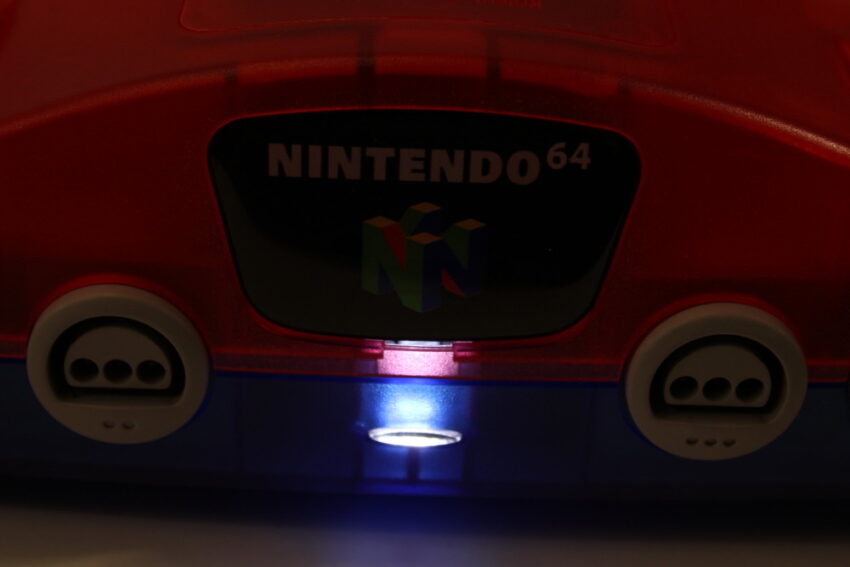 Nintendo 64 Clear Red x Blue Transparent Console Super Smash Bros. Mario Kart Starfox Controller ACAV White LED Mod NTSC REGION FREE (A) N64