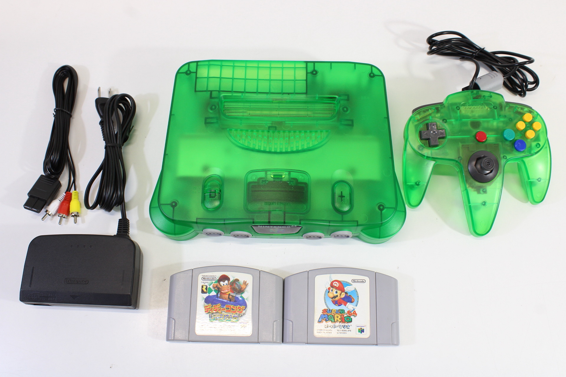 Nintendo 64 Clear Green Transparent Console Super Mario 64 Diddy Kong  Racing Controller ACAV White LED Mod NTSC REGION FREE (A) N64