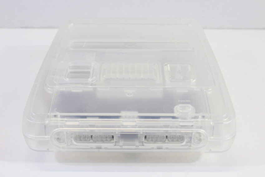 Super Famicom Console Transparent Crystal Clear White AC AV NTSC REGION FREE Slow RGB LED (B Crack on the bottom shell) Super Nintendo SNES Super Famicom SFC