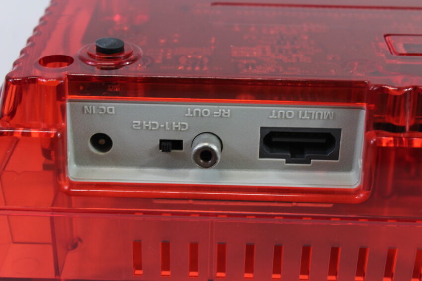 Super Nintendo Console Transparent Clear Red AC AV Super Famicom Conversion NTSC REGION FREE MOD (A) Super Nintendo SNES Super Famicom SFC