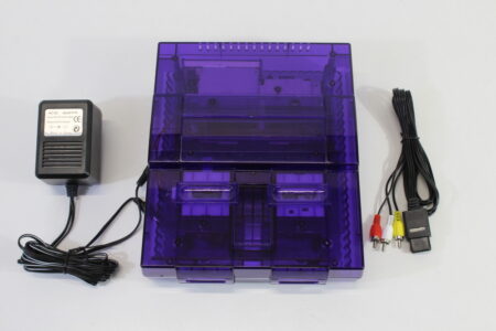 Super Nintendo Console Transparent Clear Purple AC AV Super Famicom Conversion NTSC REGION FREE MOD (A) Super Nintendo SNES Super Famicom SFC