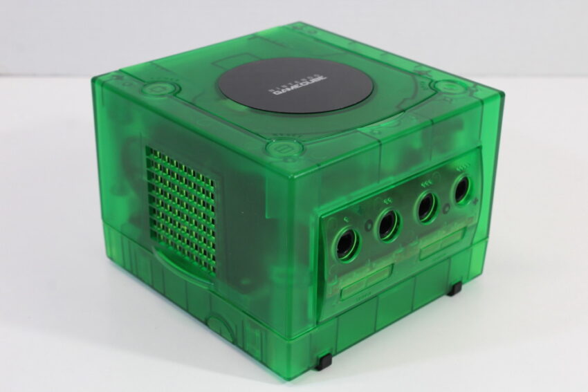 Nintendo GameCube Console & AC Adapter AV Cable Clear Translucent Dark Green DOL-001 GC Play US Region Games White LED (A)