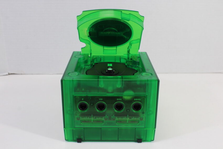 Nintendo GameCube Console & AC Adapter AV Cable Clear Translucent Dark Green DOL-001 GC Play US Region Games White LED (A)