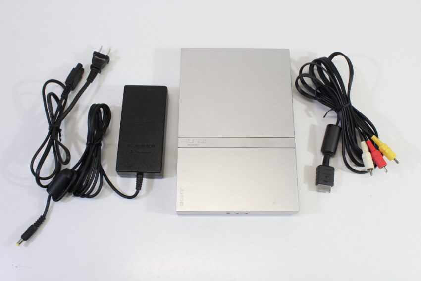 PS2 SCPH-75000 Slim Silver Console & AV Cable AC Adapter (B) SONY PlayStation 2 PS2