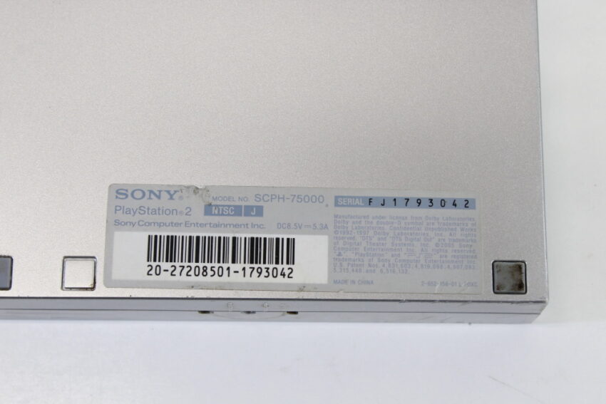 PS2 SCPH-75000 Slim Silver Console & AV Cable AC Adapter (B) SONY PlayStation 2 PS2