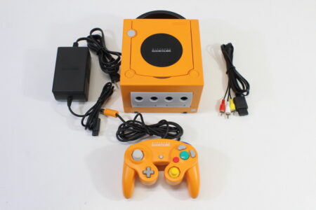 Nintendo GameCube Spice Orange Console & Controller AC Adapter AV Cable GC Play US Region Games (B)