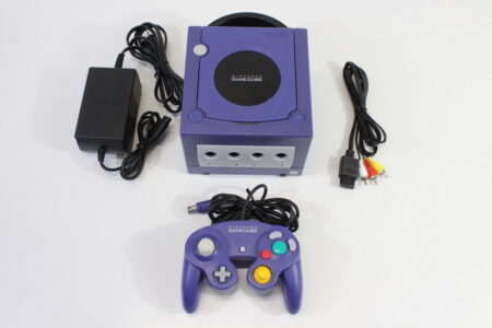 Nintendo GameCube Indigo Purple Console & Controller AC Adapter AV Cable GC Play US Region Games (B)