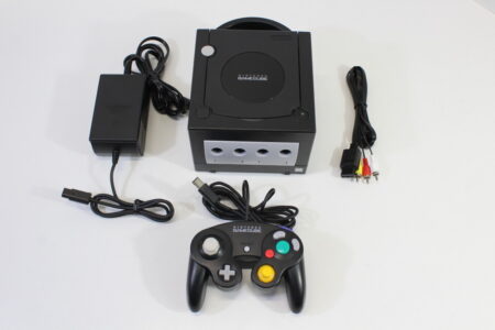 Nintendo GameCube Jet Black Console & Controller AC Adapter AV Cable GC Play US Region Games (B)