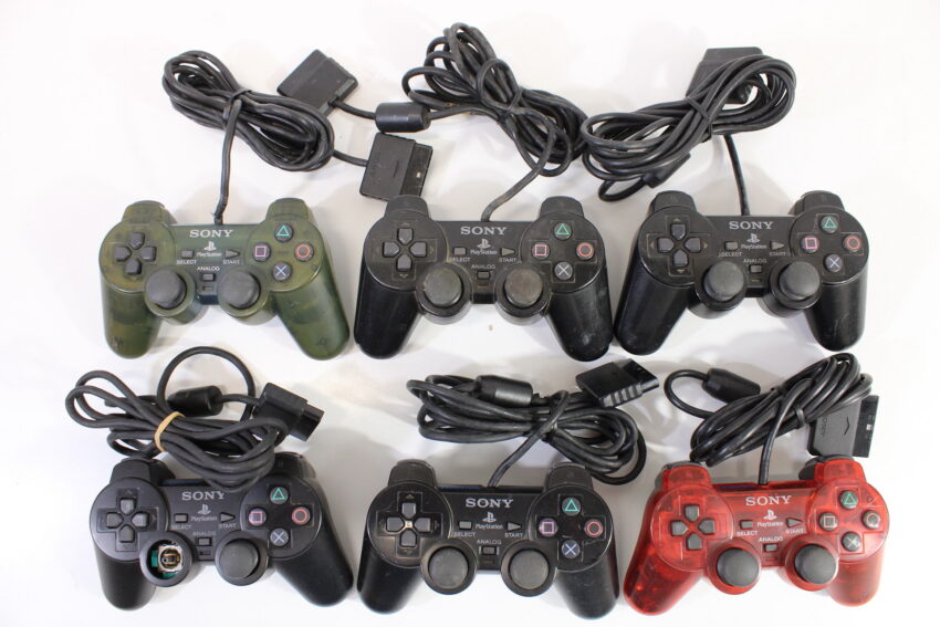 Wholesale Lot of 6 Official PlayStation 2 Dualshock 2 Controllers OEM PS PS2 (Uncleaned & Not Working Properly)