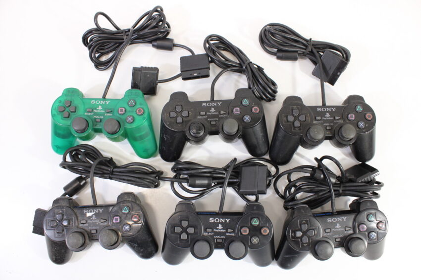 Wholesale Lot of 6 Official PlayStation 2 Dualshock 2 Controllers OEM PS PS2 (Uncleaned & Not Working Properly)
