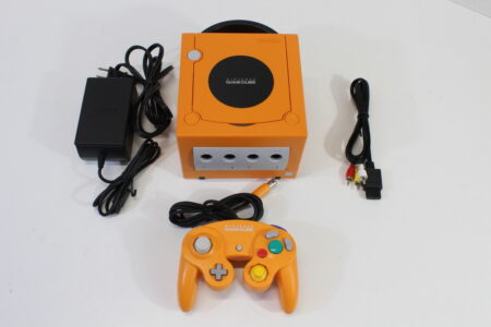 Nintendo GameCube Spice Orange DOL-101 Console & Controller AC Adapter AV Cable GC Play US Region Games (B)