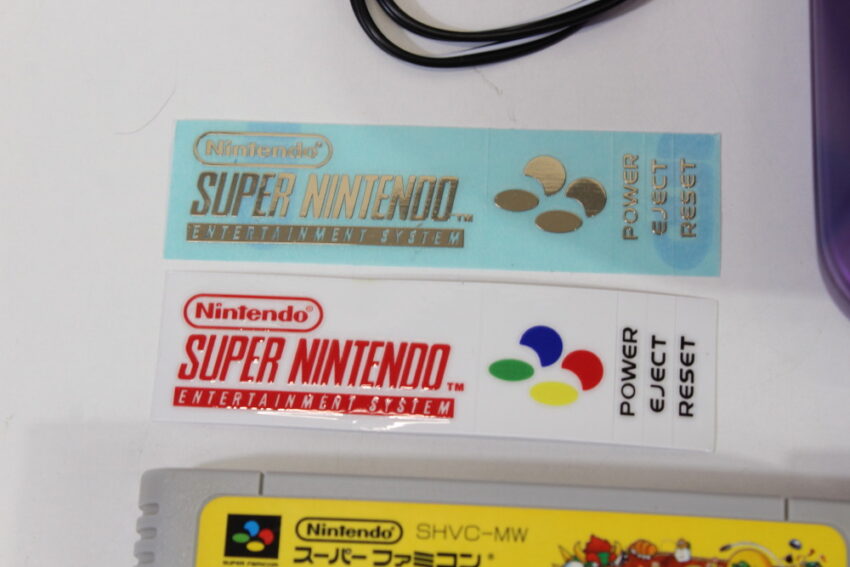 Super Famicom Console Transparent Clear Purple Controller x1 AC AV x2 Games (Super Mario World & Street Fighter II) NTSC REGION FREE White LED (A) Super Nintendo SNES Super Famicom SFC