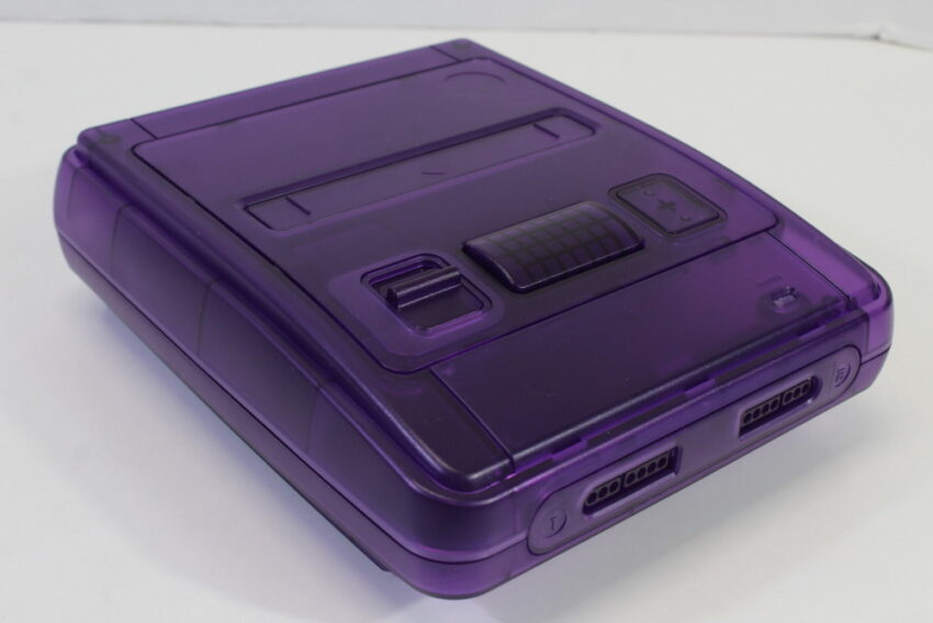 Super Famicom Console Transparent Clear Purple Controller x1 AC AV x2 Games (Super Mario World & Street Fighter II) NTSC REGION FREE White LED (A) Super Nintendo SNES Super Famicom SFC