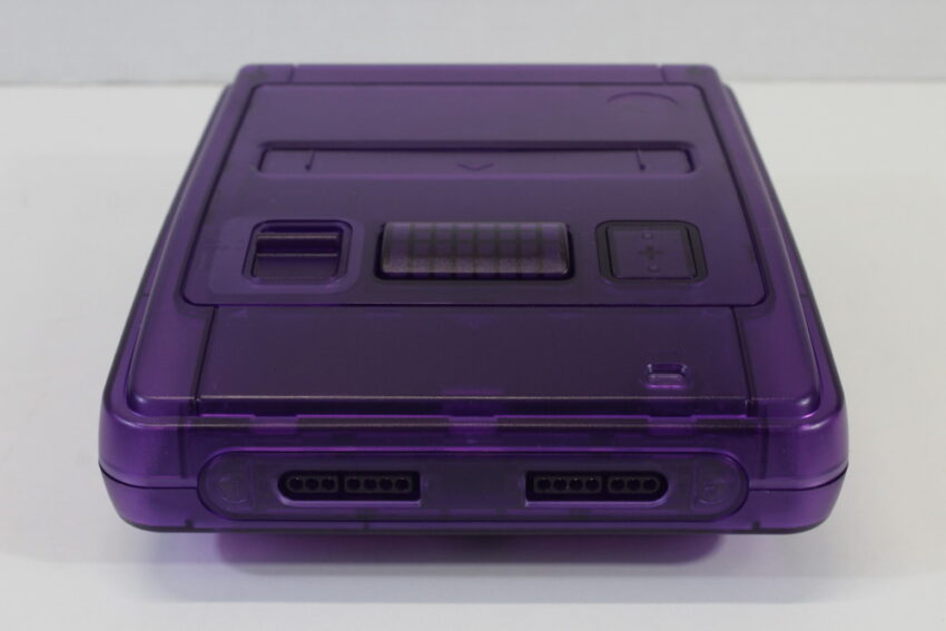 Super Famicom Console Transparent Clear Purple Controller x1 AC AV x2 Games (Super Mario Kart & Super Bomberman 2) NTSC REGION FREE White LED (A) Super Nintendo SNES Super Famicom SFC