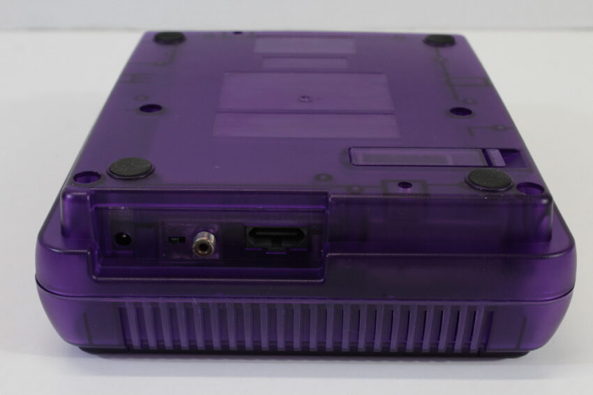 Super Famicom Console Transparent Clear Purple Controller x1 AC AV x2 Games (Super Mario Kart & Super Bomberman 2) NTSC REGION FREE White LED (A) Super Nintendo SNES Super Famicom SFC
