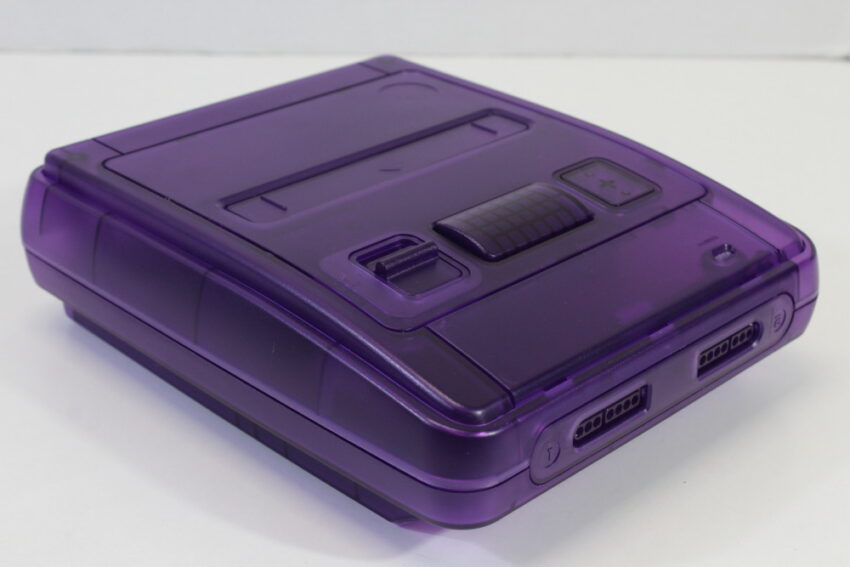 Super Famicom Console Transparent Clear Purple Controller x1 AC AV x2 Games (Super Mario All Stars & Super Bomberman 3) NTSC REGION FREE White LED (A) Super Nintendo SNES Super Famicom SFC