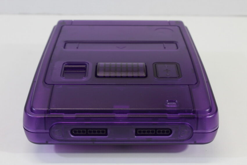 Super Famicom Console Transparent Clear Purple Controller x1 AC AV x2 Games (Super Mario All Stars & Super Bomberman 3) NTSC REGION FREE White LED (A) Super Nintendo SNES Super Famicom SFC