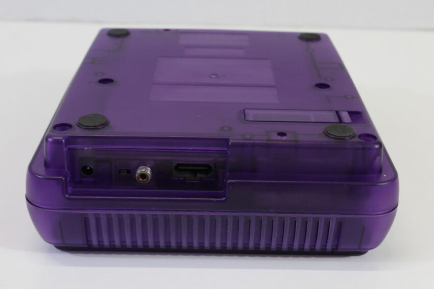 Super Famicom Console Transparent Clear Purple Controller x1 AC AV x2 Games (Super Mario All Stars & Super Bomberman 3) NTSC REGION FREE White LED (A) Super Nintendo SNES Super Famicom SFC