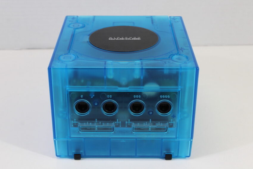 Nintendo GameCube Console & AC Adapter AV Cable Clear Translucent Sky Ice Blue DOL-001 GC Play US Region Games White LED (A)