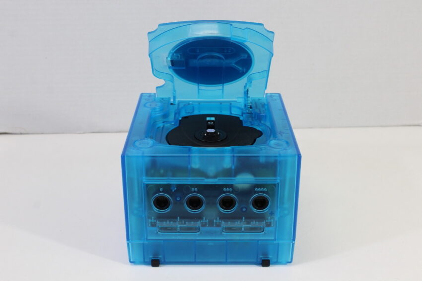 Nintendo GameCube Console & AC Adapter AV Cable Clear Translucent Sky Ice Blue DOL-001 GC Play US Region Games White LED (A)