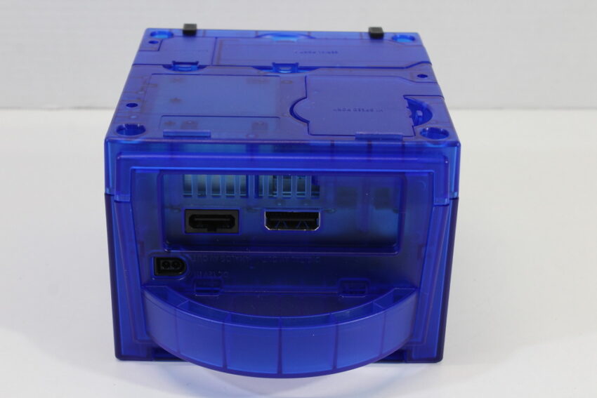 Nintendo GameCube Console & AC Adapter AV Cable Clear Translucent Dark Blue DOL-001 GC Play US Region Games White LED (A)