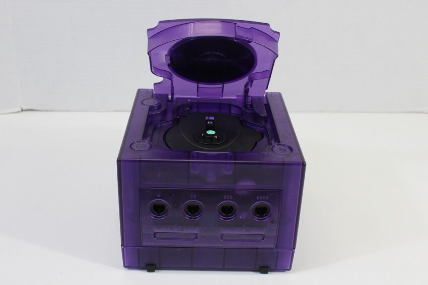 Nintendo GameCube Console & AC Adapter AV Cable Clear Translucent Purple DOL-001 GC Play US Region Games White LED (A)