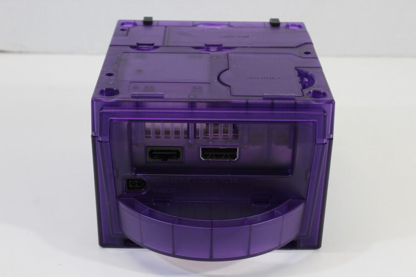 Nintendo GameCube Console & AC Adapter AV Cable Clear Translucent Purple DOL-001 GC Play US Region Games White LED (A)