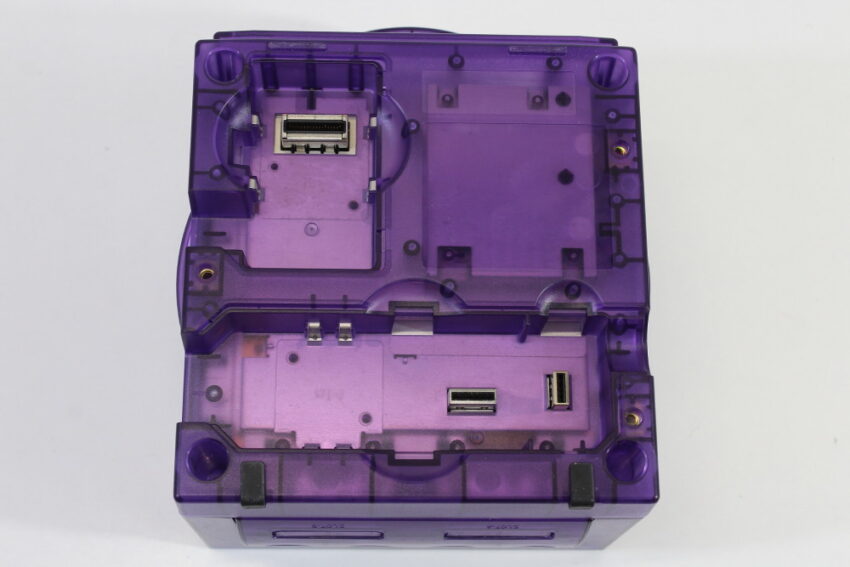 Nintendo GameCube Console & AC Adapter AV Cable Clear Translucent Purple DOL-001 GC Play US Region Games White LED (A)